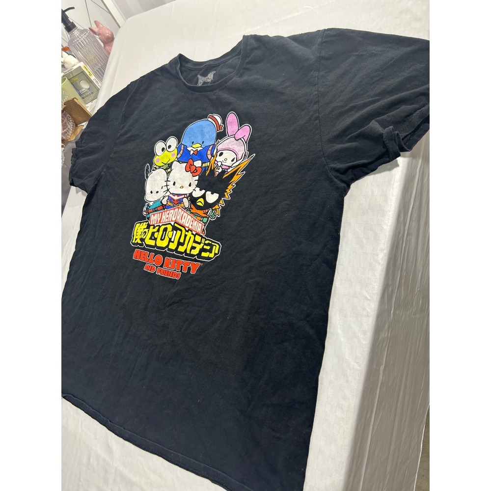 Sanrio My Hero Academia‎ Hello Kitty and Friends Black T-Shirt 2XL Anime Tee